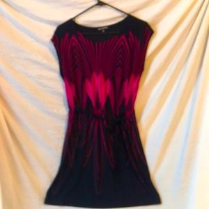 Pink & Black Dress w/tie at waist.